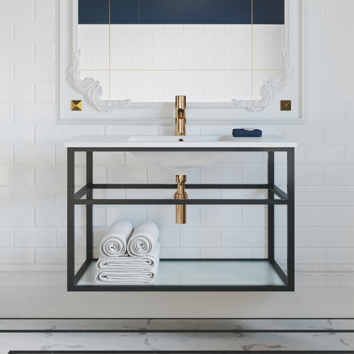 Swiss Madison Pierre 36" Single, Metal Frame, Open Shelf, Bathroom